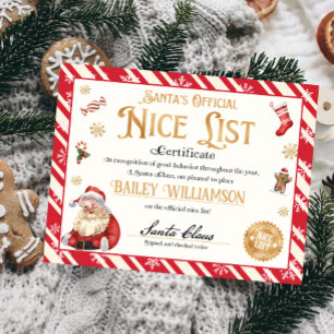 Personalisiertes Nice-Zertifikat vom Weihnachtsman