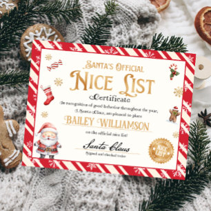 Personalisiertes Nice-Zertifikat vom Weihnachtsman