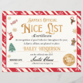 Personalisiertes Nice-Zertifikat vom Weihnachtsman (Vorderseite)