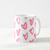 Personalisiertes niedlich rotes Herzmuster Kaffeetasse (VorderseiteRechts)