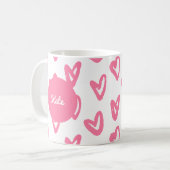 Personalisiertes niedlich rotes Herzmuster Kaffeetasse (Vorderseite Links)
