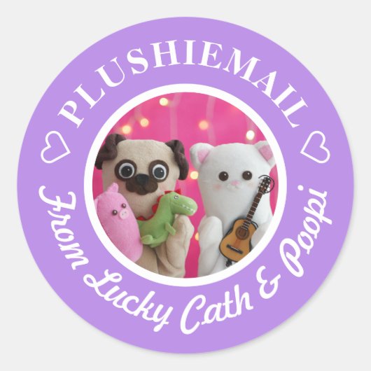 Personalisiertes Niedlich Stilvolles Lila Foto Mai Runder Aufkleber (Vorderseite)