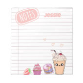 Personalisiertes Niedlicher Fun Kawaii Feinschmeck Notizblock (Vorderseite)