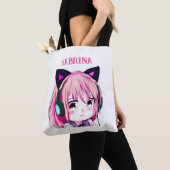 Personalisiertes Niedliches Anime Girl mit Katzeno Tasche (Von Nahem)