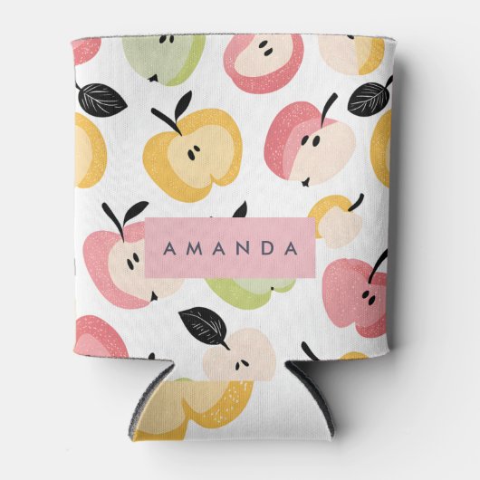 Personalisiertes, Niedliches Apfelmuster Dosenkühler (Vorderseite)