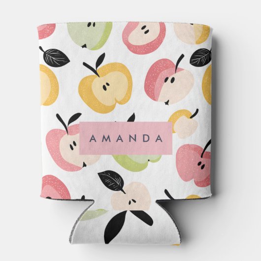 Personalisiertes, Niedliches Apfelmuster Dosenkühler (Rückseite)