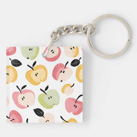 Personalisiertes, Niedliches Apfelmuster Schlüsselanhänger (Rückseite)