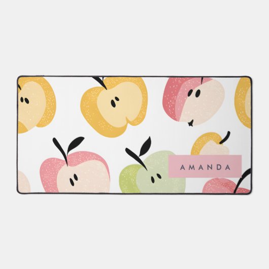 Personalisiertes, Niedliches Apfelmuster Schreibtischunterlage (Vorderseite)