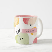 Personalisiertes, Niedliches Apfelmuster Zweifarbige Tasse (VorderseiteRechts)