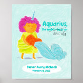 Personalisiertes Niedliches Aquarius Unicorn Zodia Poster (Vorne)