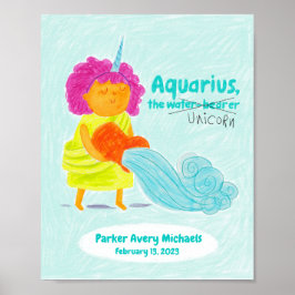 Personalisiertes Niedliches Aquarius Unicorn Zodia Poster