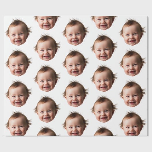 Personalisiertes Niedliches Baby Face Foto Mama Va Geschenkpapier (Flach)