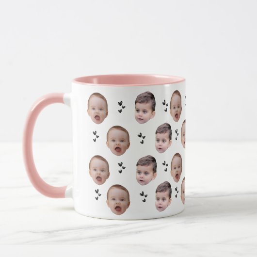 Personalisiertes Niedliches Baby-Gesicht 2 Fotos Tasse (Links)