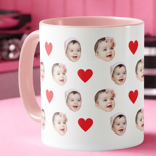 Personalisiertes Niedliches Baby-Gesicht 2 Fotos Tasse