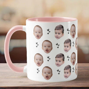Personalisiertes Niedliches Baby-Gesicht 2 Fotos Tasse