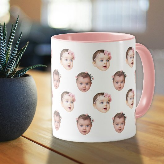 Personalisiertes Niedliches Baby-Gesicht 2 Fotos Tasse