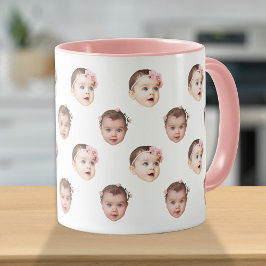 Personalisiertes Niedliches Baby-Gesicht 2 Fotos Tasse