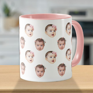 Personalisiertes Niedliches Baby-Gesicht 2 Fotos Tasse