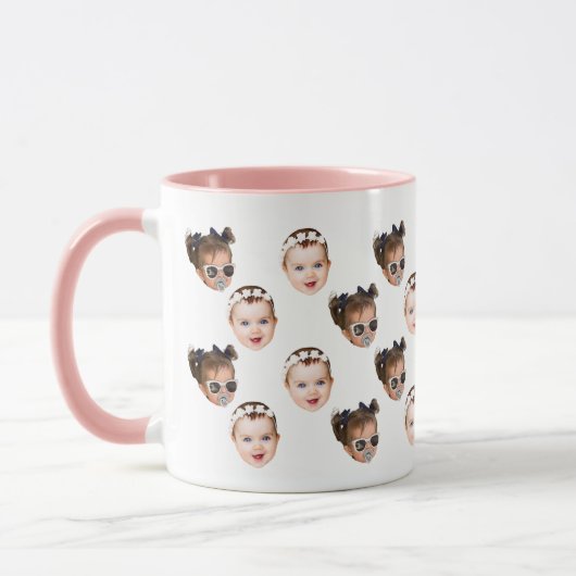 Personalisiertes Niedliches Baby-Gesicht 2 Fotos Tasse (Links)