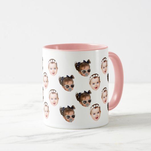 Personalisiertes Niedliches Baby-Gesicht 2 Fotos Tasse (VorderseiteRechts)