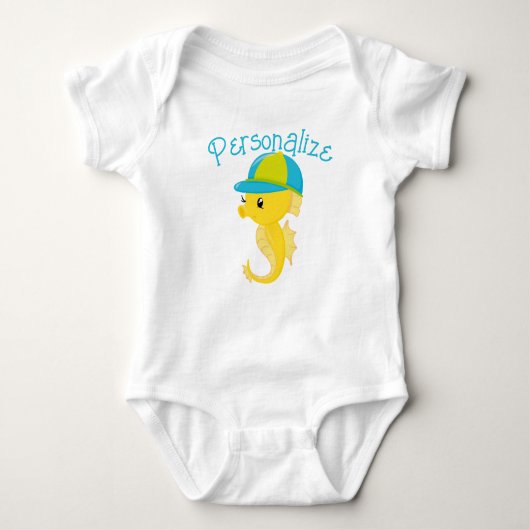 Personalisiertes Niedliches Baby Seepferd Babydusc Baby Strampler (Vorderseite)