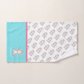 Personalisiertes Niedliches Baby Unicorn Rosa & Aq Badhandtuch Set (Handtuch)