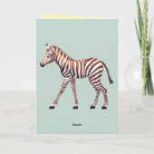 Personalisiertes Niedliches Baby Zebra Geburtstag Karte (Rückseite)
