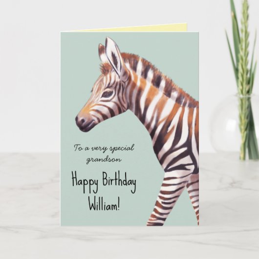 Personalisiertes Niedliches Baby Zebra Geburtstag Karte (Vorderseite)