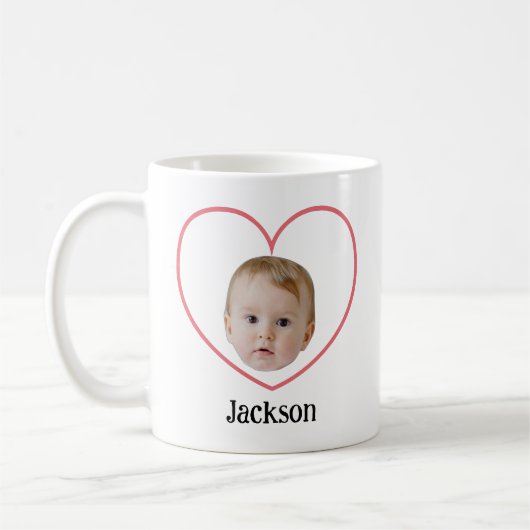 Personalisiertes Niedliches Babybild mit Herzlinie Kaffeetasse (Links)