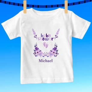 Personalisiertes Niedliches Babydusche Blumenmuste Baby T-shirt