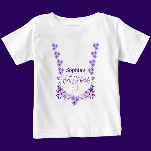 Personalisiertes Niedliches Babydusche Blumenmuste Baby T-shirt