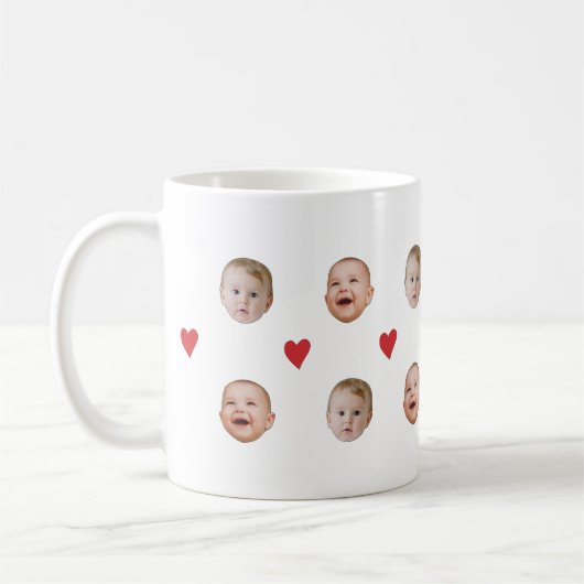 Personalisiertes Niedliches BabyGesicht 2 Fotos Ta Kaffeetasse (Links)