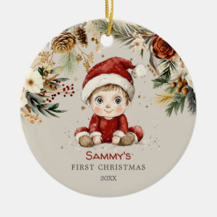 Personalisiertes Niedliches Baby's First Christmas Keramik Ornament