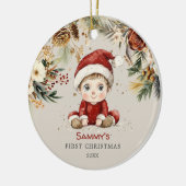 Personalisiertes Niedliches Baby's First Christmas Keramik Ornament (Links)