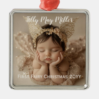 Personalisiertes Niedliches Baby's First Fairy Wei Ornament Aus Metall