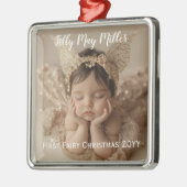 Personalisiertes Niedliches Baby's First Fairy Wei Ornament Aus Metall (Links)