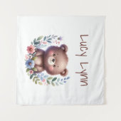 Personalisiertes Niedliches Bären-Cub-Kinderzimmer Wandteppich (Vorderseite (Horizontal))