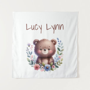 Personalisiertes Niedliches Bären-Cub-Kinderzimmer Wandteppich