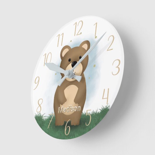 Personalisiertes niedliches Bärengeschlecht - neut Runde Wanduhr (Winkel)