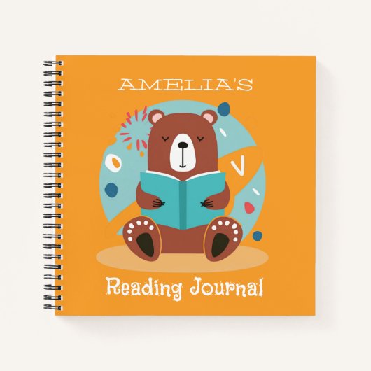Personalisiertes Niedliches Bärenlesejournal Notizblock (Vorderseite)
