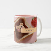 Personalisiertes Niedliches Bärenturmmuster Zweifarbige Tasse (VorderseiteRechts)
