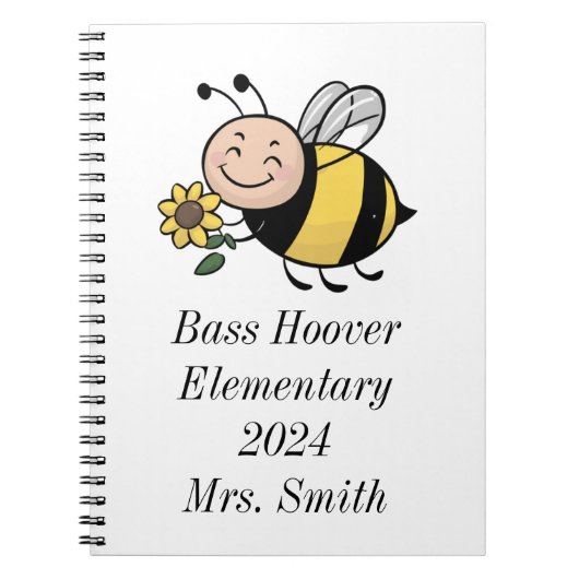 Personalisiertes Niedliches BienenschulNotebook - Notizblock (Vorderseite)