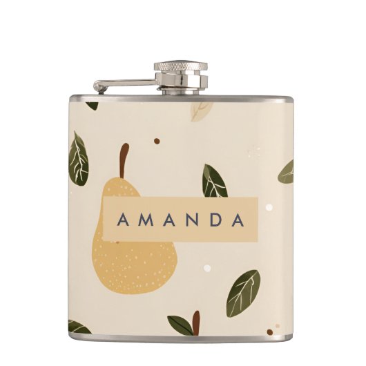 Personalisiertes Niedliches Birnenmuster Flachmann (Vorderseite)