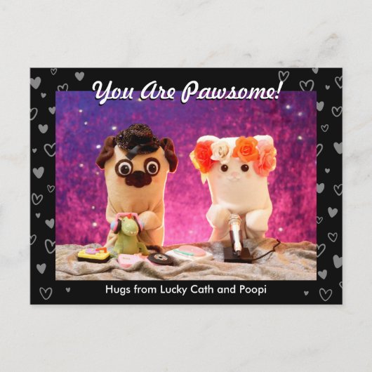 Personalisiertes Niedliches Black Hearts Foto Mode Postkarte (Vorderseite)