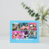 Personalisiertes Niedliches Blue Stylish Hearts Fo Postkarte (Stehend Vorderseite)