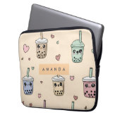 Personalisiertes Niedliches Boba-Teppichmuster Laptopschutzhülle (Vorderseite Links)