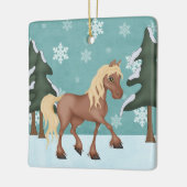 Personalisiertes Niedliches Brown Horse Snowy Keramikornament (Links)