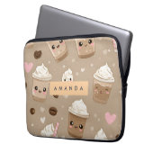 Personalisiertes Niedliches Cappuccino-Muster Laptopschutzhülle (Vorderseite Links)