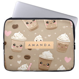 Personalisiertes Niedliches Cappuccino-Muster Laptopschutzhülle