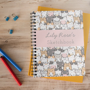 Personalisiertes Niedliches Cat Pattern Sketchbook Notizblock